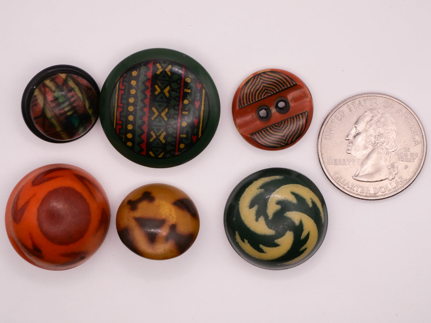 Tribal Design Celluloid Early Plastic Button Various 18-27mm