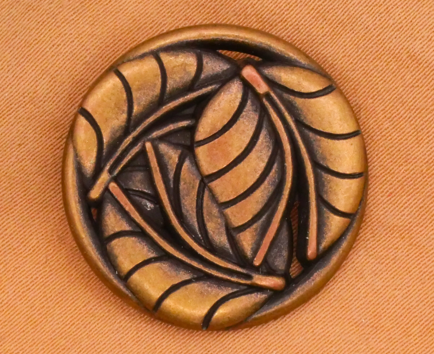 Foliage Leaf Three Leaves Metal Button 23mm