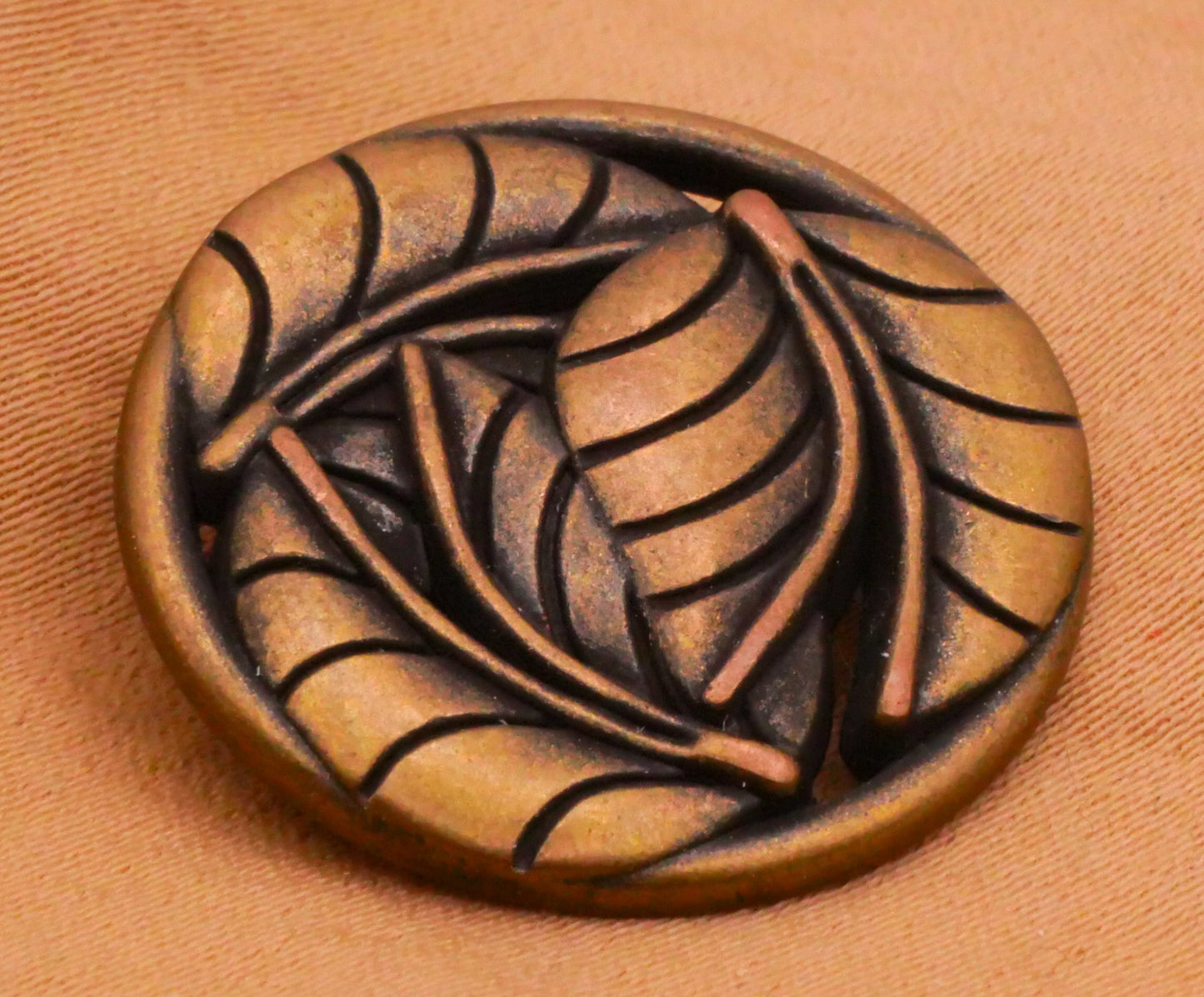 Foliage Leaf Three Leaves Metal Button 23mm