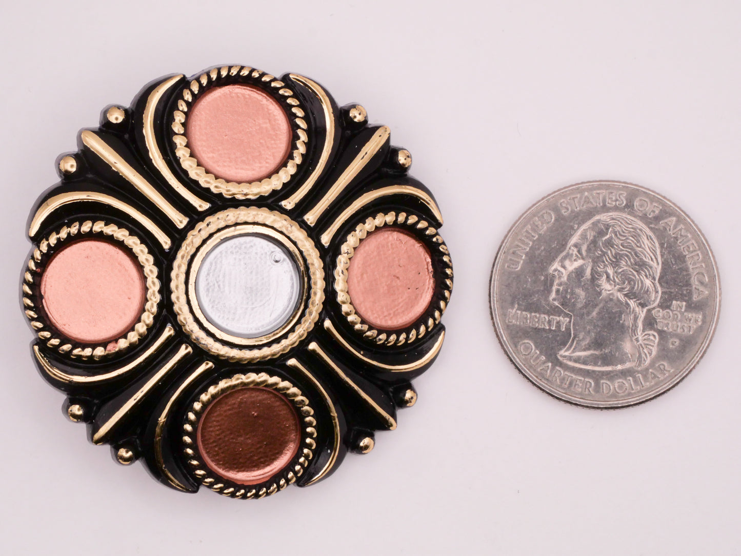 Metallic Black Art Deco Large Plastic Button 45mm