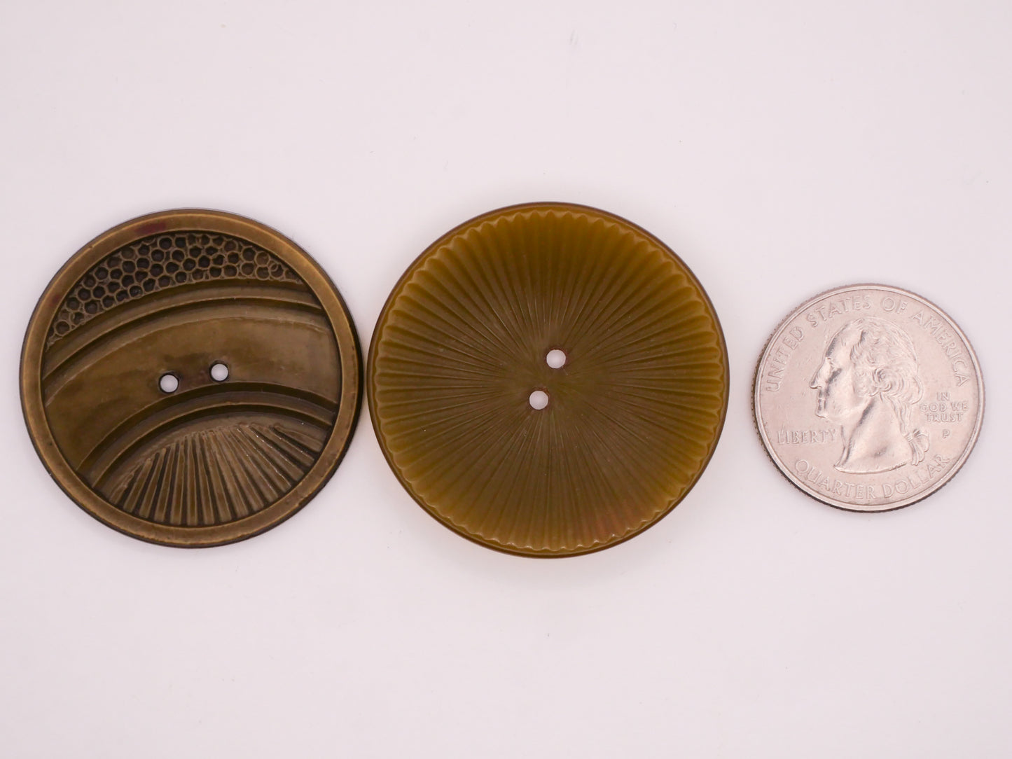 Olive Green Art Deco Array Early Plastic Large Button Various 36-37mm