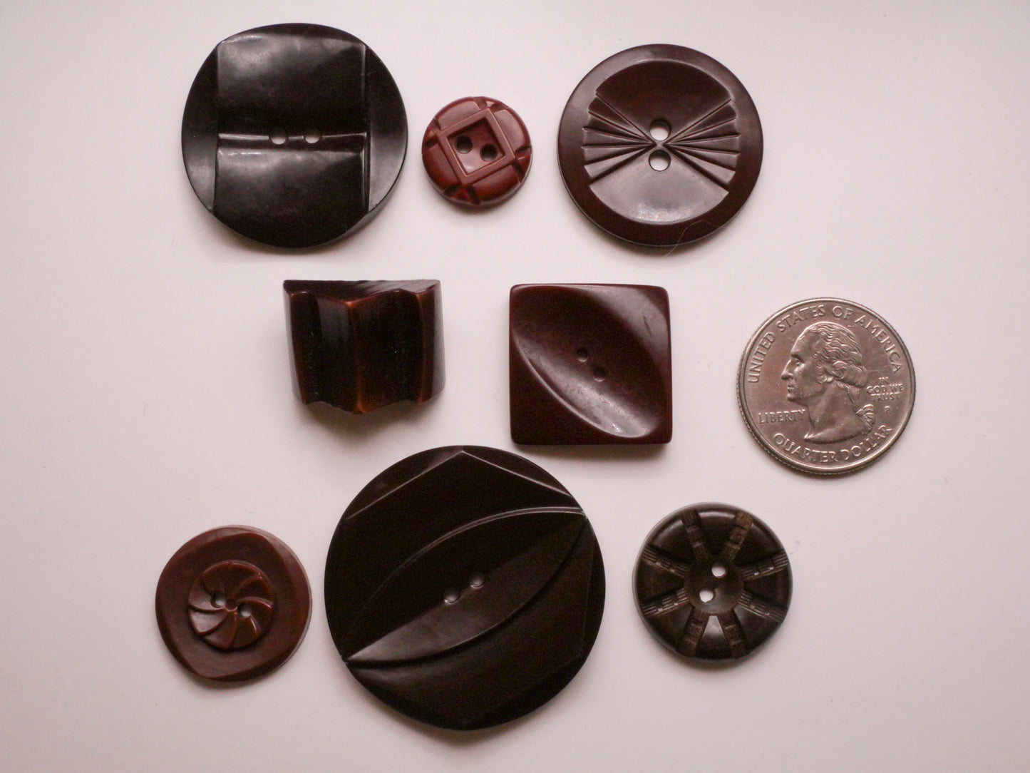 Chocolate Brown Vintage Plastic Button Various 15-38mm