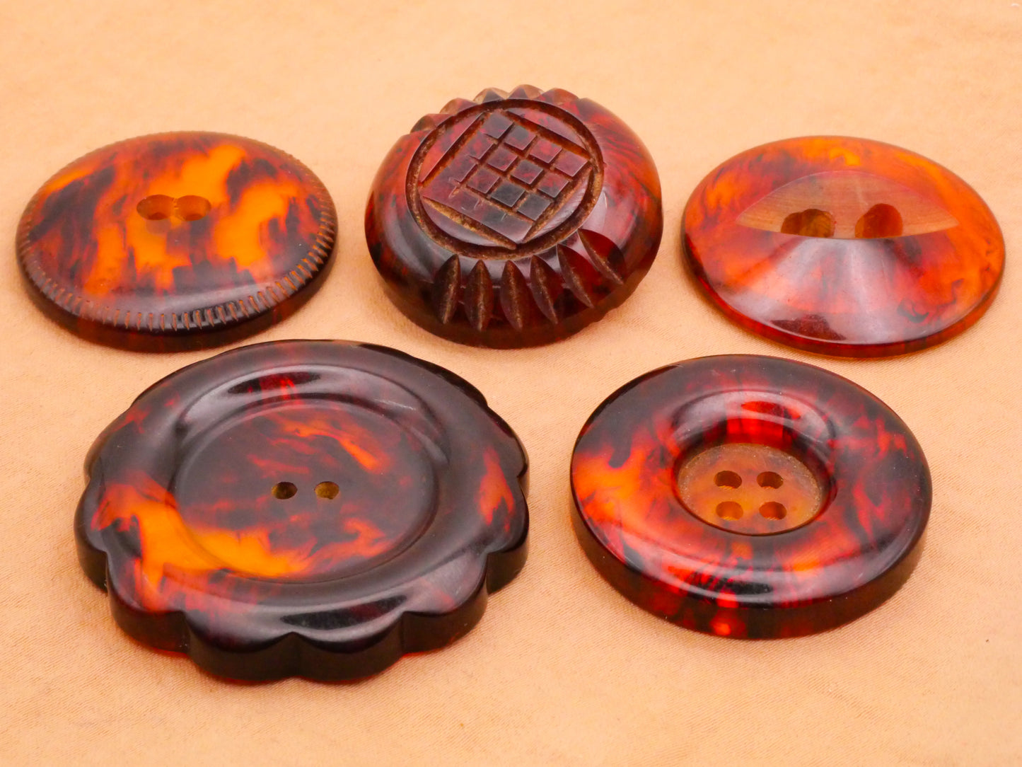 Root Beer Bakelite Early Plastic Vintage Large Button Various 31-43mm