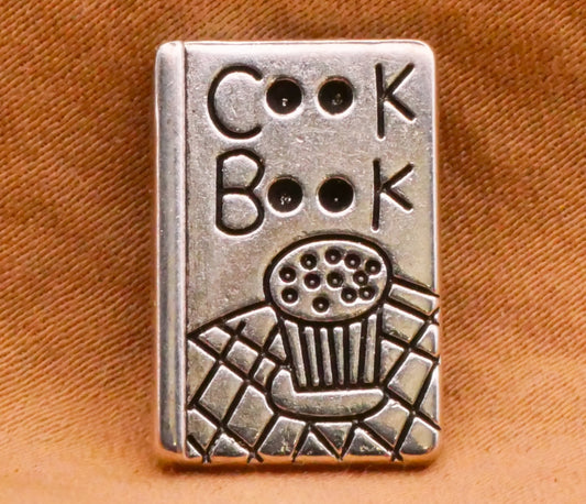 Cook Book Verbal Realistic Silver Metal Button 11x17mm