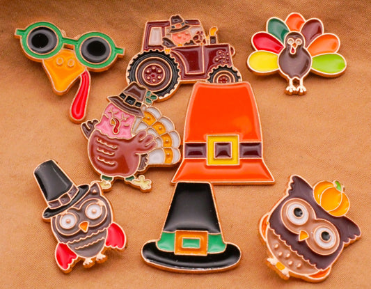 Thanksgiving Inspired Enamel Metal Button Various 13-22mm