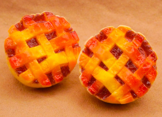 Pie Lattice Realistic Food Plastic Pair of Buttons 19mm