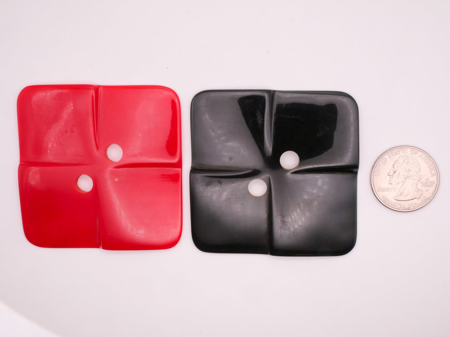 Extra-Large Square Red or Black Vintage Plastic Button Various 62mm