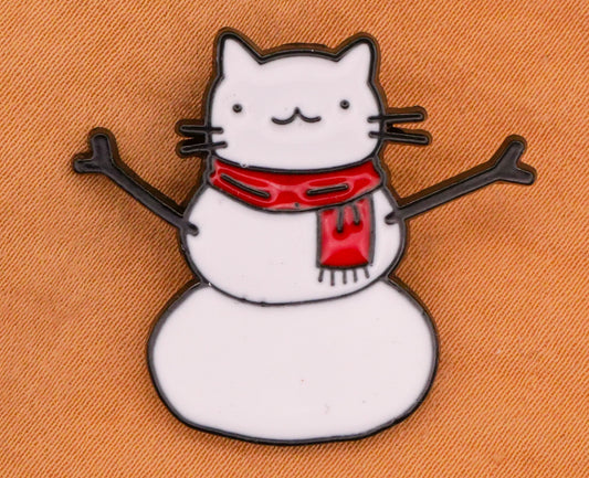 Kitty Cat Snowman Enamel Metal Button Various 27x30mm