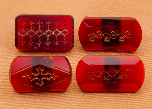 Cranberry Red Translucent Glass Vintage Button Various 11-20mm