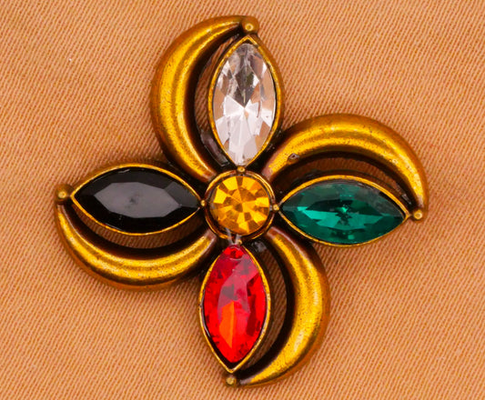 Pinwheel Fan Christmas Colors Rhinestone Metal Button 20mm