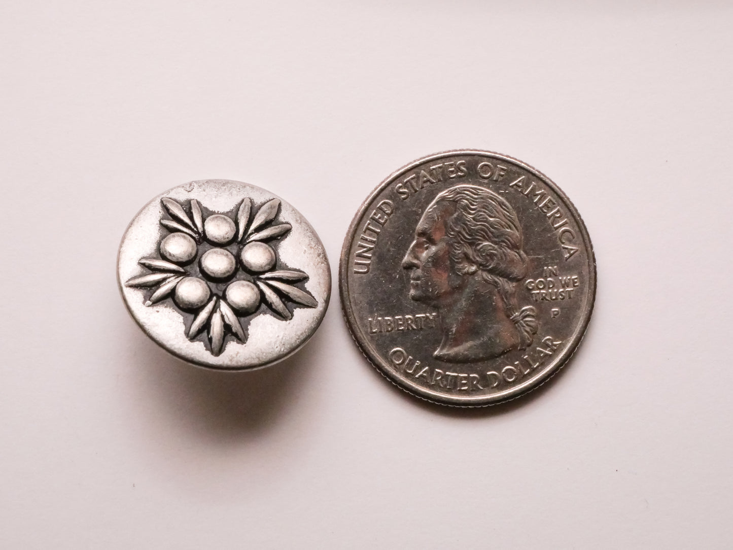 Berries Leaves Antiqued Silver Metal Pair of Buttons 20mm