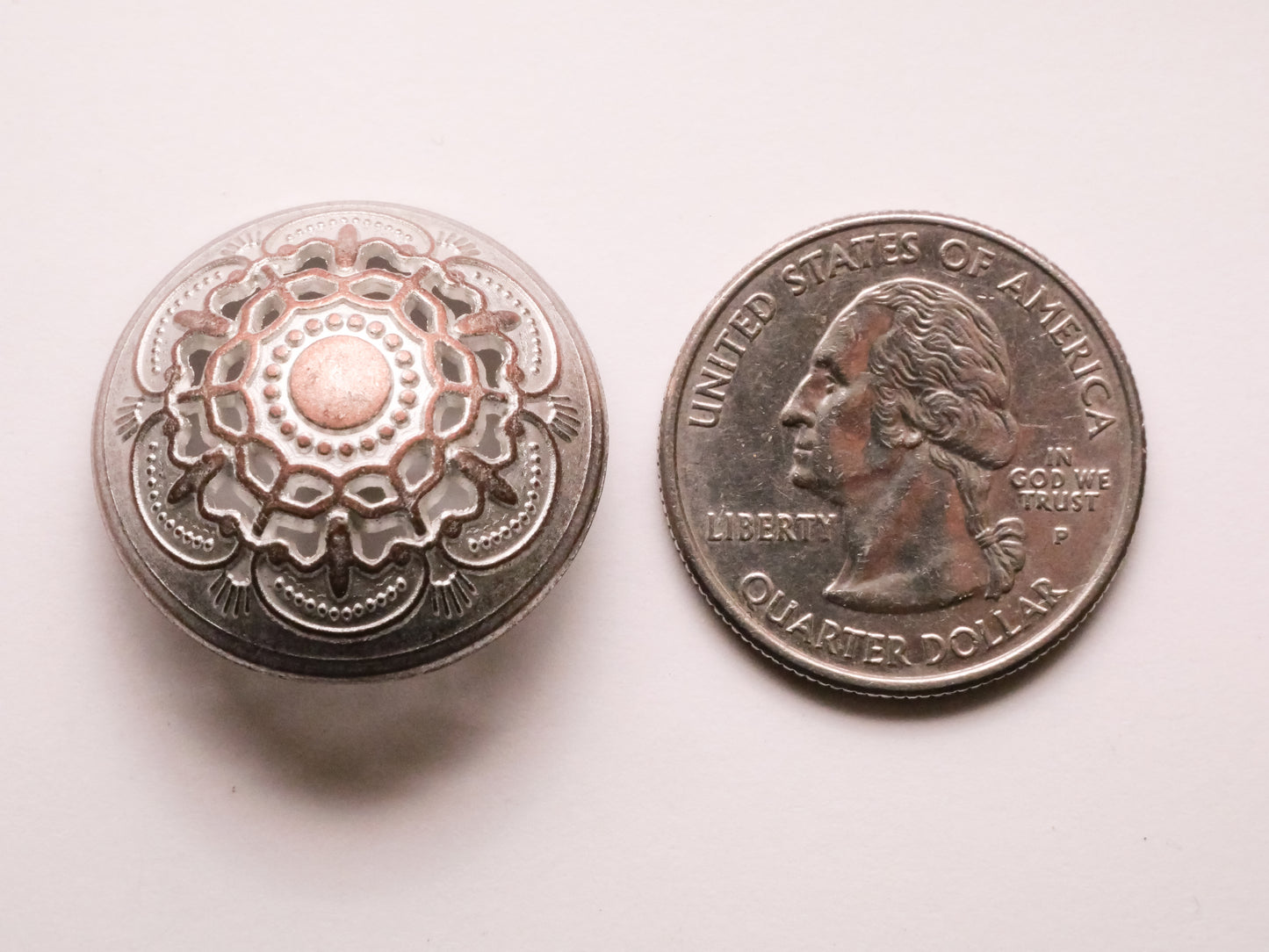 Snowflake Frosty Copper Metal Button 25mm