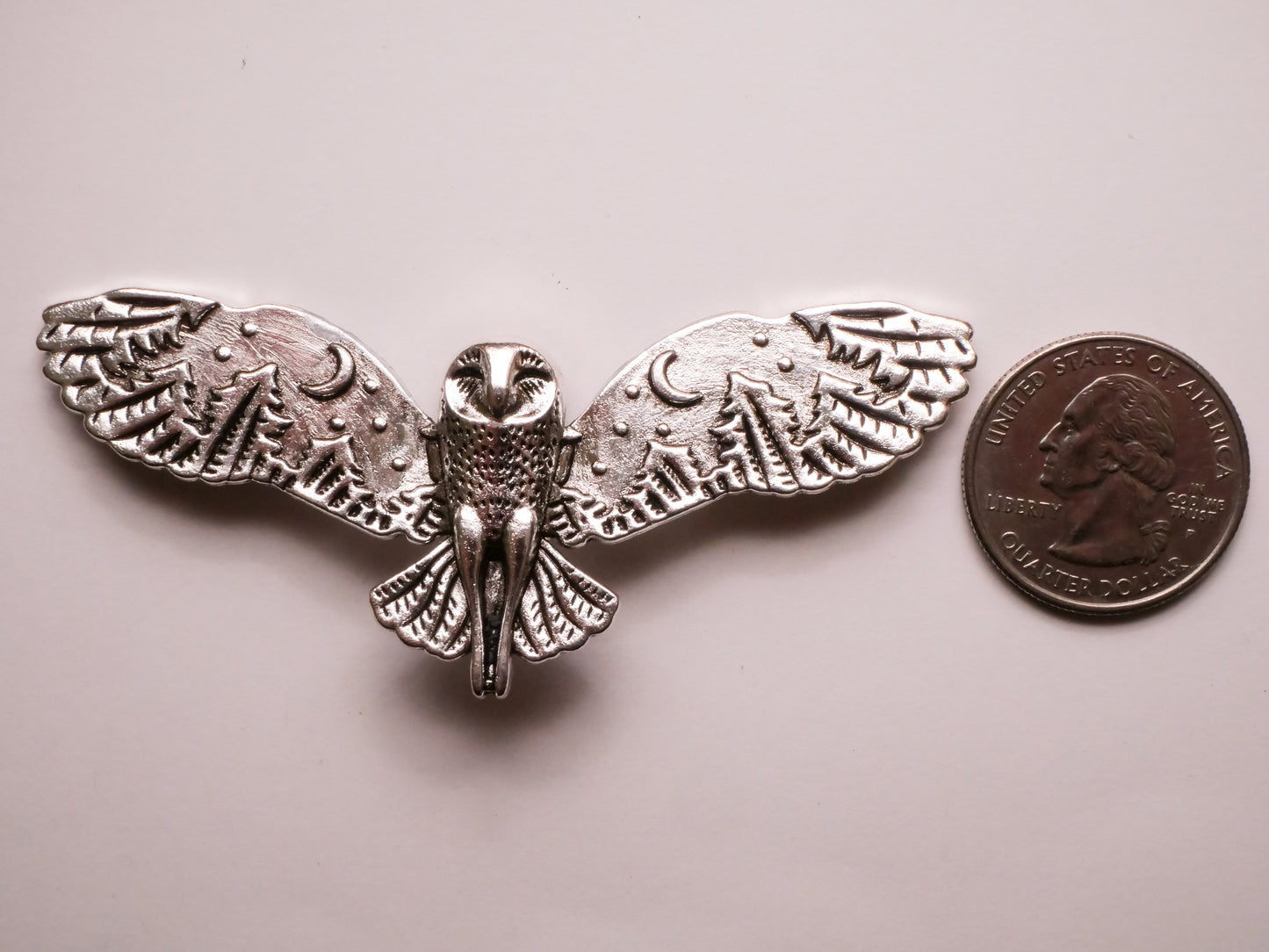 Owl Flying Moon Trees Large Double Shank Button 31x80mm