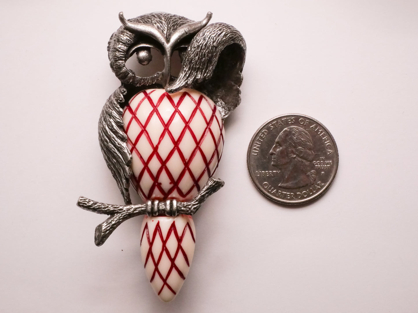 Owl Bird Branch Metal Plastic Large Button 44x78mm