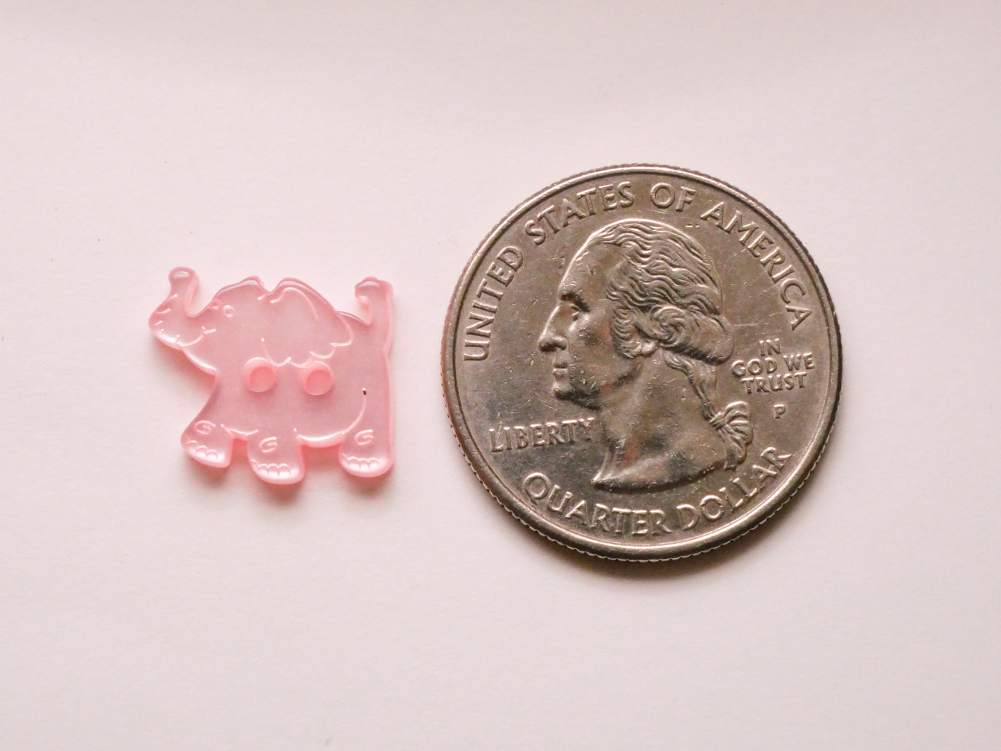 Elephant Pearlized Pale Pink Plastic Set of Five Buttons 12x15mm
