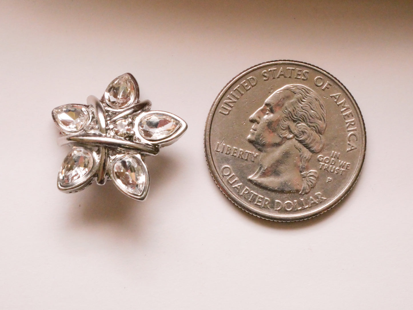 Star Bound Rhinestone Silver Metal Button 20mm