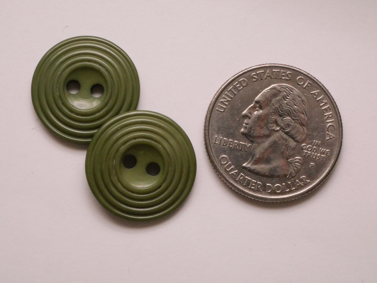 Sage Green Concentric Circles Plastic Pair of Buttons 19mm