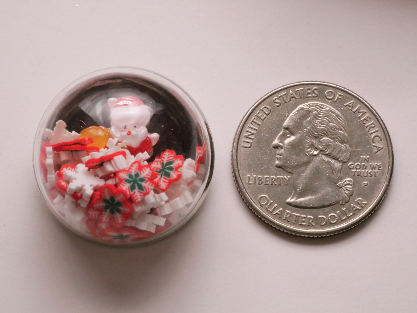 Santa Snow Globe Dome Moveable Plastic Metal Button 27mm