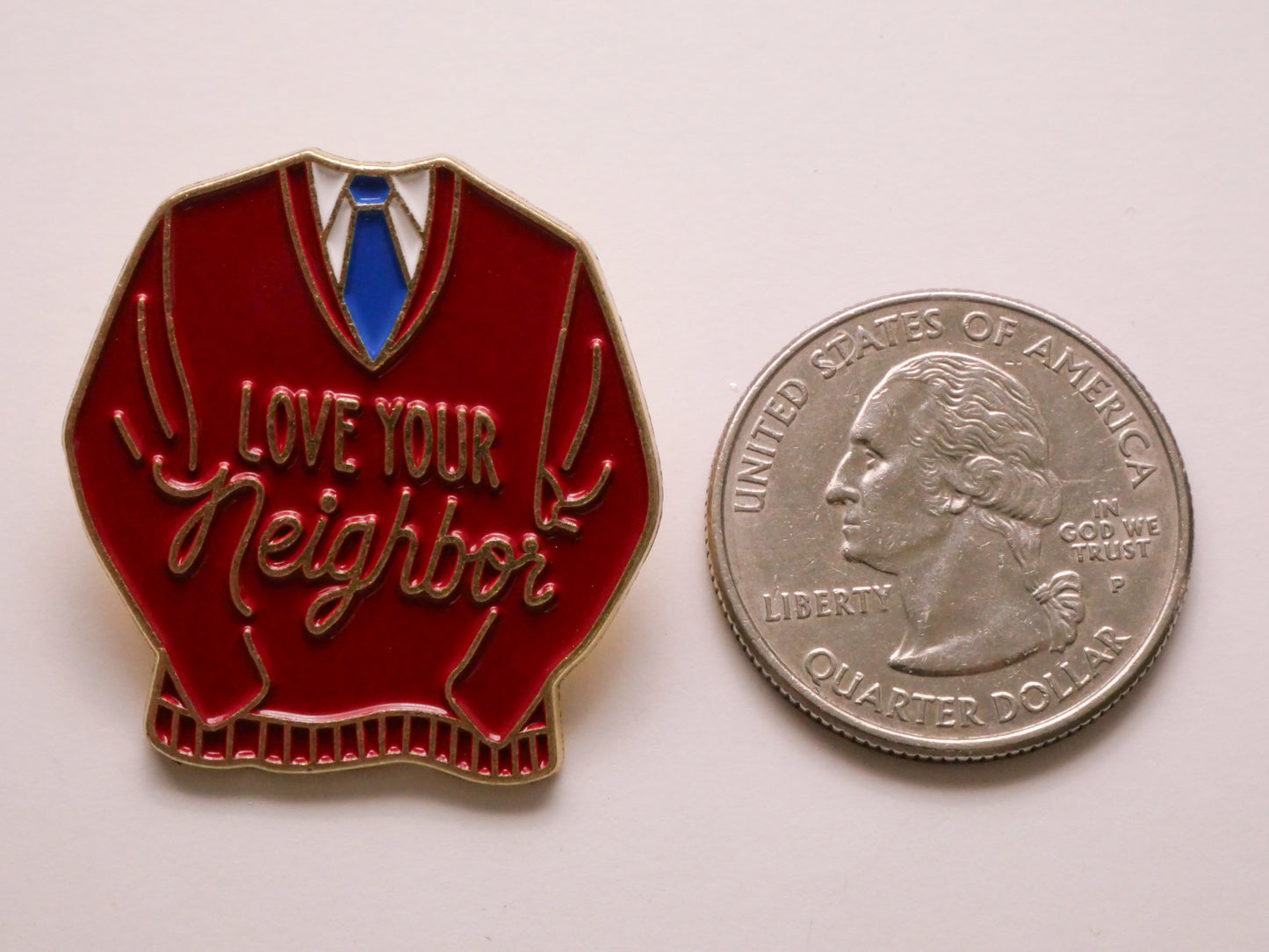 Mr. Rodgers Love Your Neighbor Enamel Metal Button 29x31mm