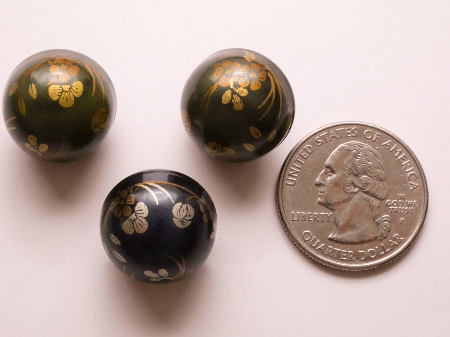 Flower Floral Metallic Green or Blue Celluloid Bubble Early Plastic Button Various 18mm