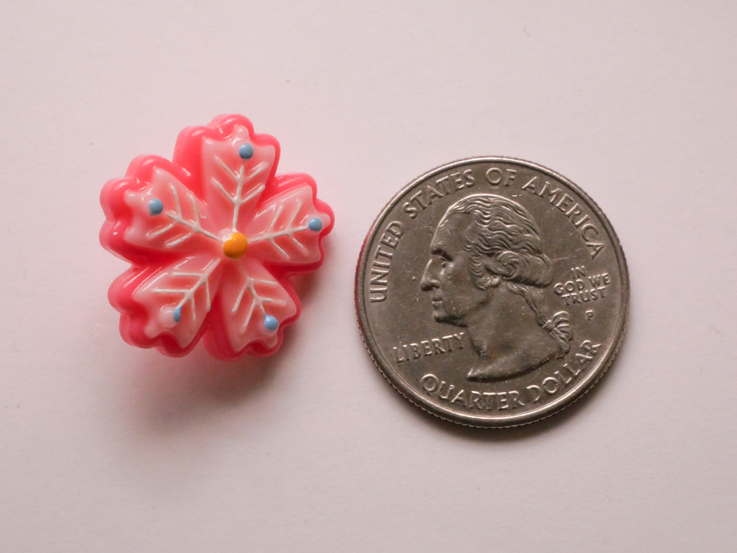 Snowflake Frosted Cookie Pink Plastic Pair of Buttons 22mm