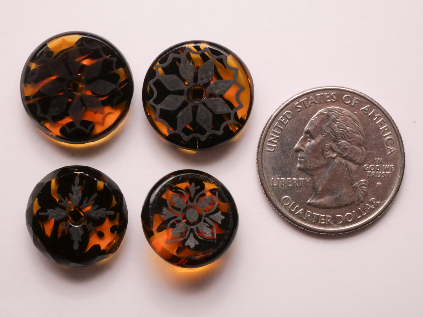 Snowflake Tortoiseshell Look Antique Glass Button Various 16-18mm