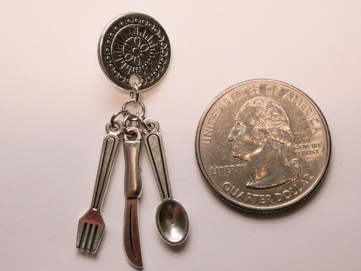 Silverware Flatware Plate Metal Moveable Button 14x44mm