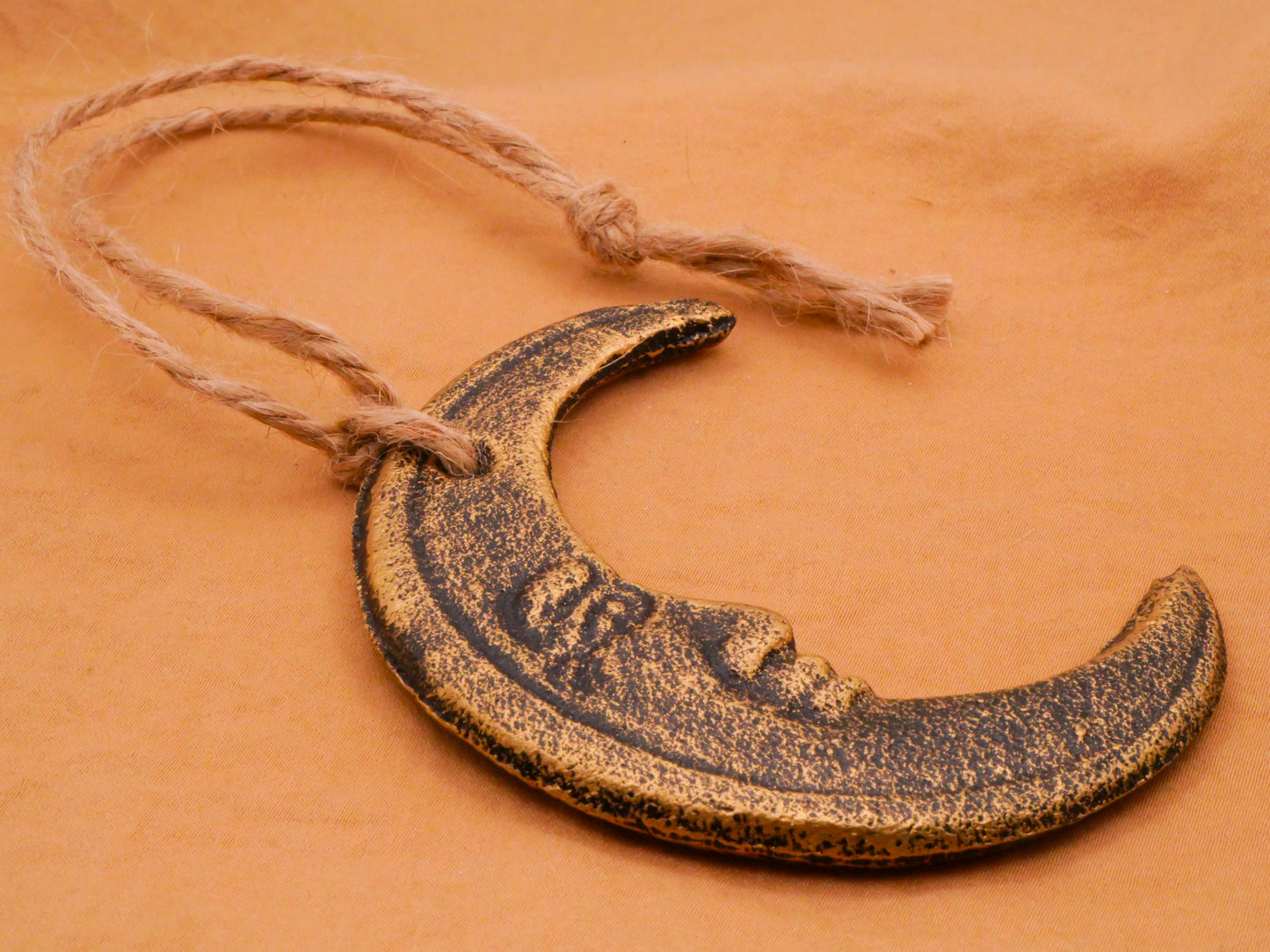 Man on the Moon Gold Cast Iron Metal Christmas Ornament 62x80mm