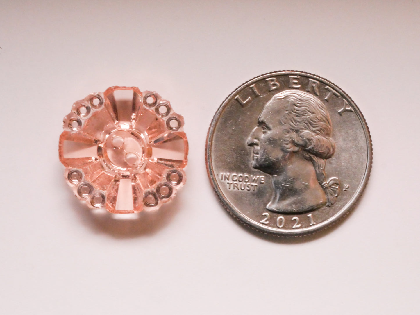 Peachy Pink Translucent Art Deco Vintage Glass Button 19mm