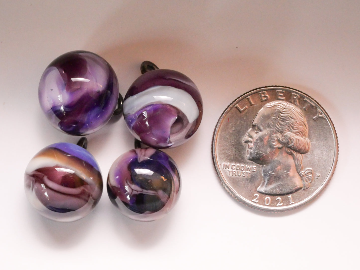 Rich Purple Marbled Paperweight Kathy Hoppe Glass Button Various 15-16mm