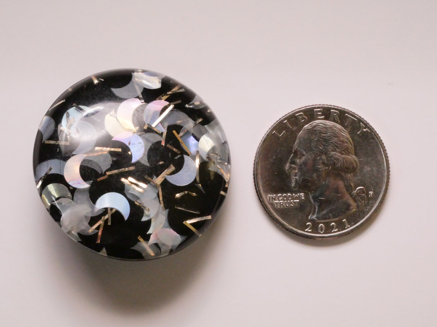 Crescent Moon Iridescent Glitter Resin Plastic Large Button 35mm