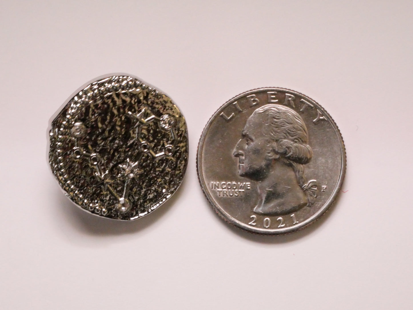 Constellation Stars Rhinestone Silver Metal Button 24mm