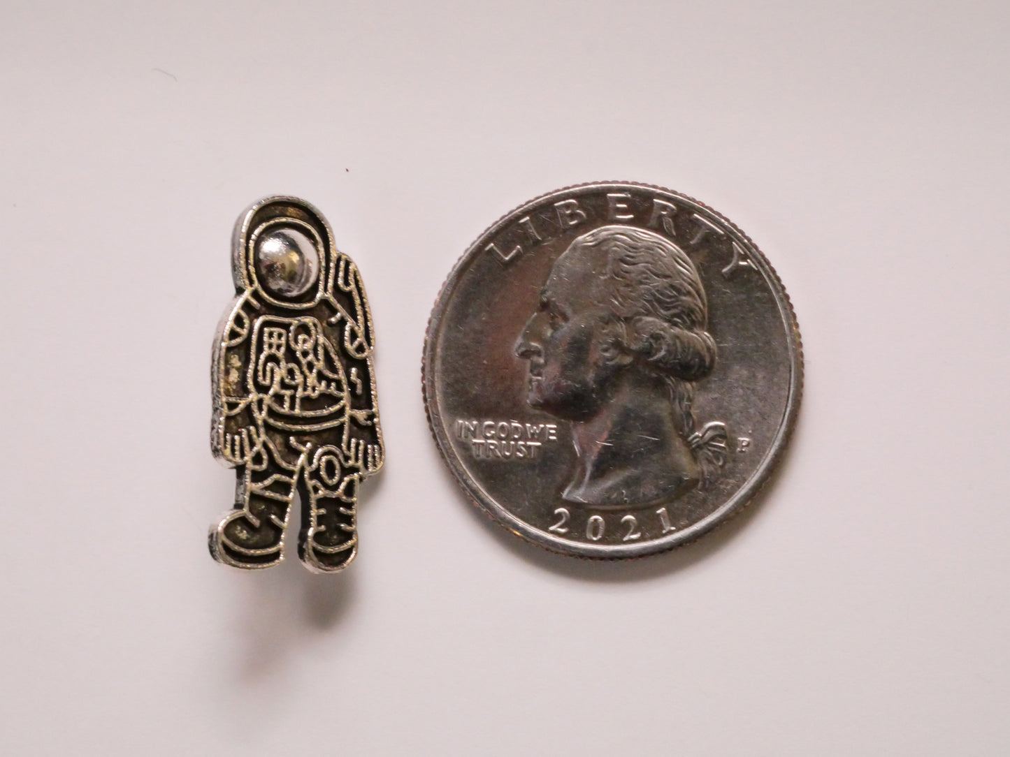 Astronaut Space Man Silver Metal Button 13x24mm