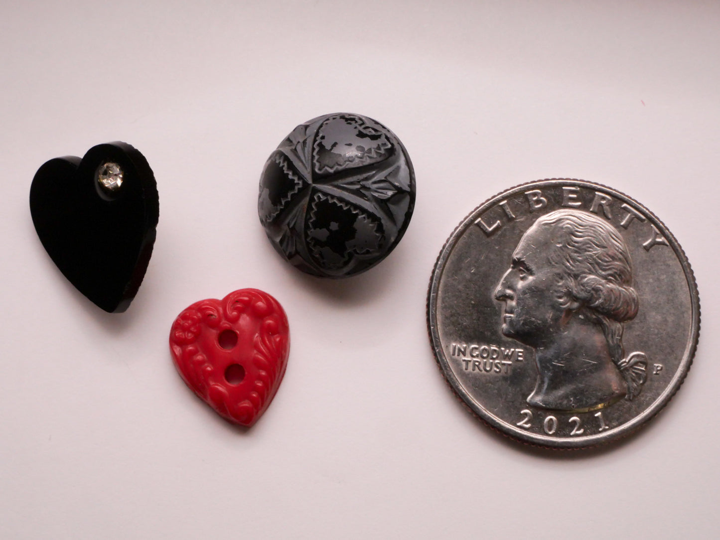 Heart Motif Vintage Plastic Button Various 11-15mm