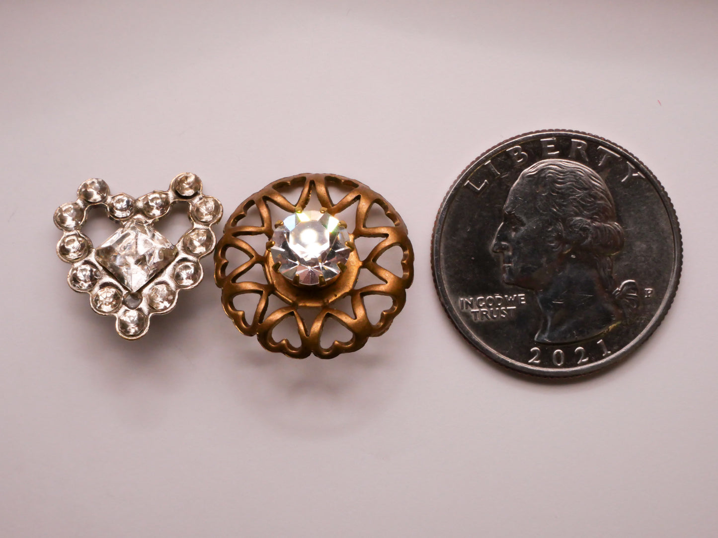 Heart Design Rhinestone Metal Button Various 17-19mm