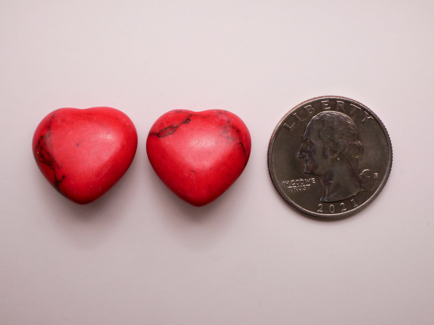 Heart Red Dyed Stone Button Various 19x20mm