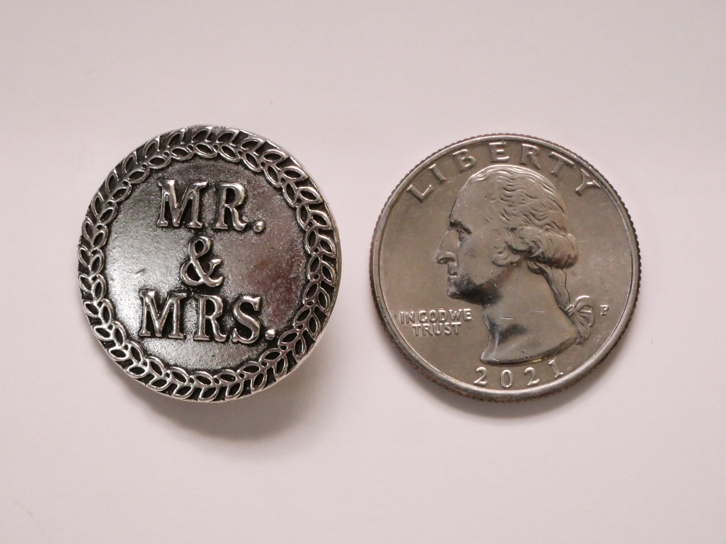 Mr. and Mrs. Wedding Bride Anniversary Verbal Metal Button 24mm