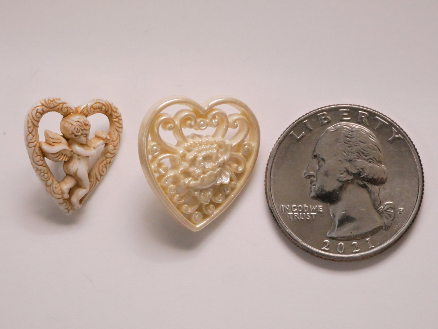 Heart Ivory Valentine Plastic Button Various 16-21mm