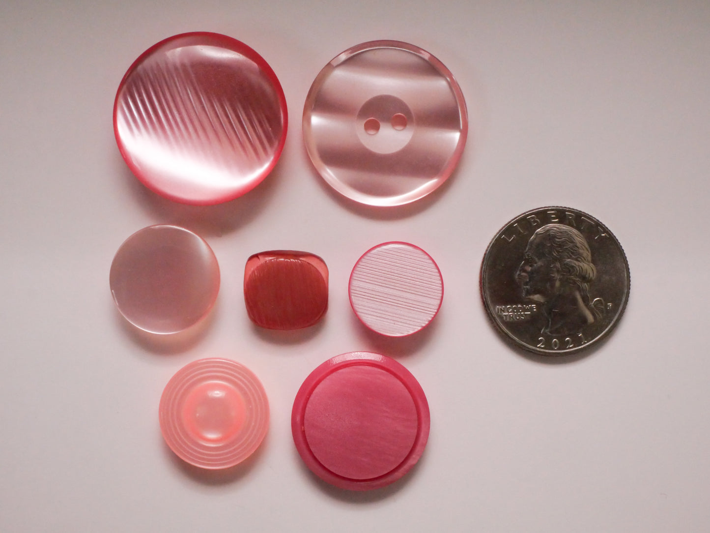 Pink Vintage Plastic Button Various 13-27mm