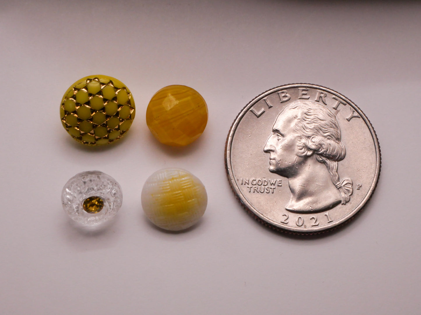 Yellow Vintage Glass Button Various 9-12mm