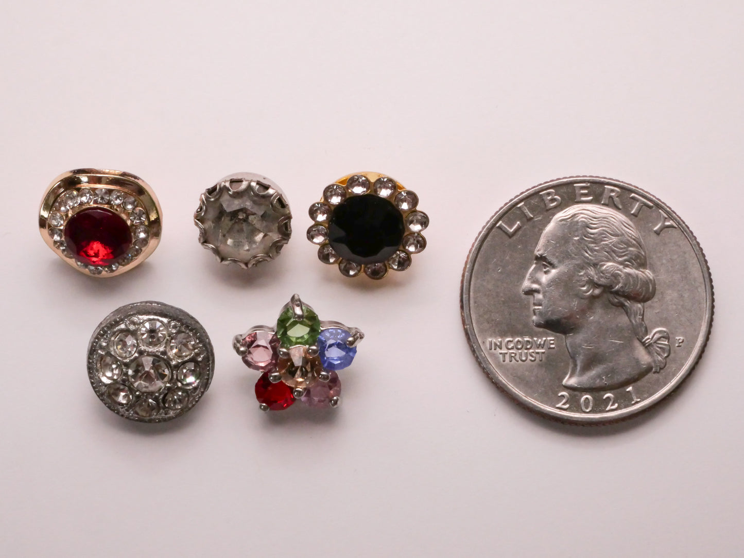 Rhinestone Small Glass Metal Button Various 9-12mm