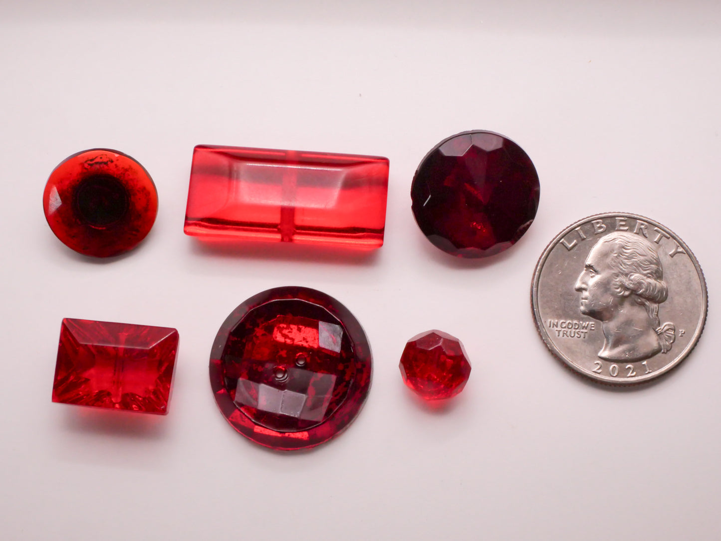 Vibrant Red Faceted Gem Look Vintage Glass Button Various 8-28mm