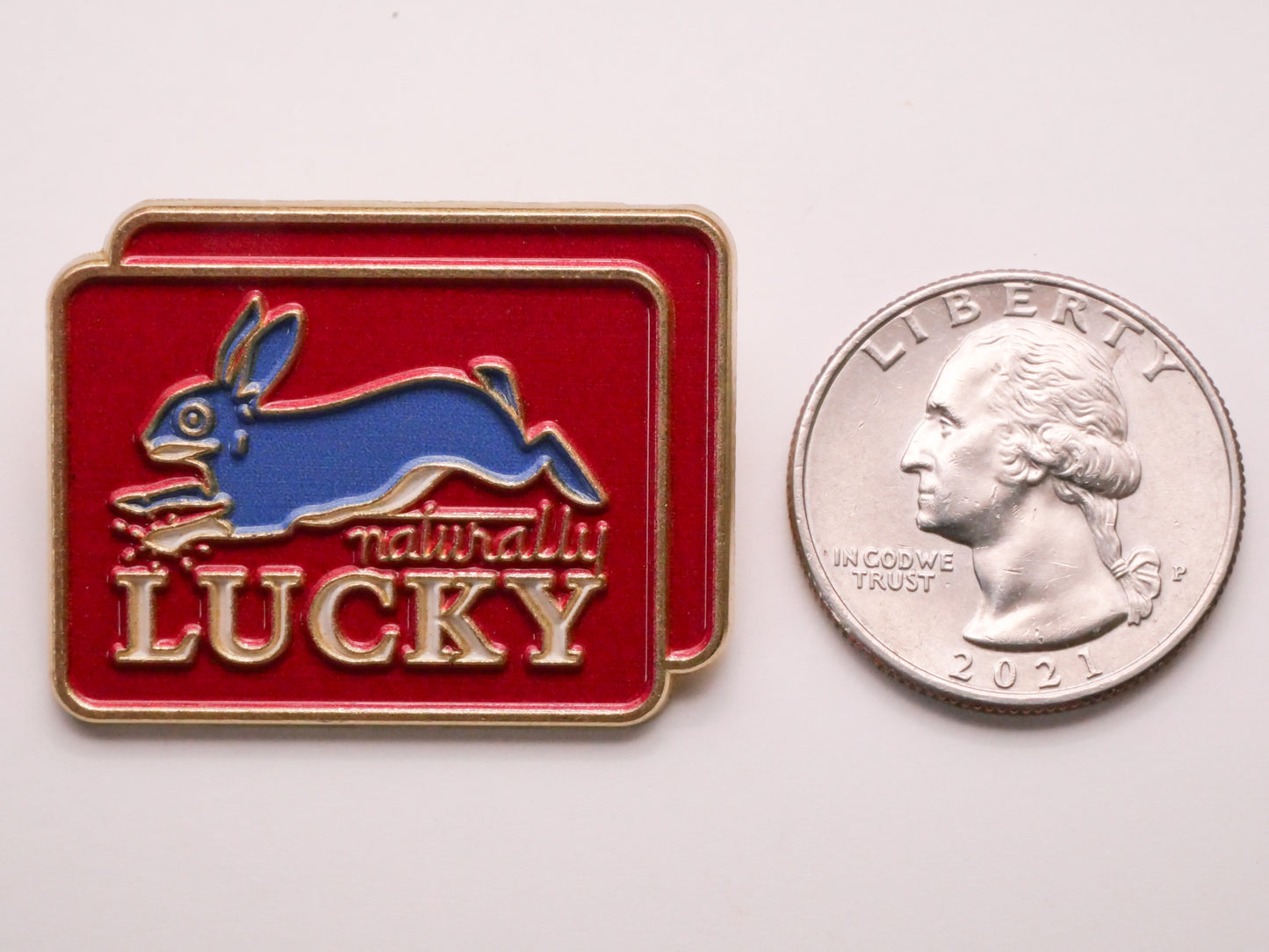 Naturally Lucky Blue Bunny Large Enamel Metal Button 28x36mm