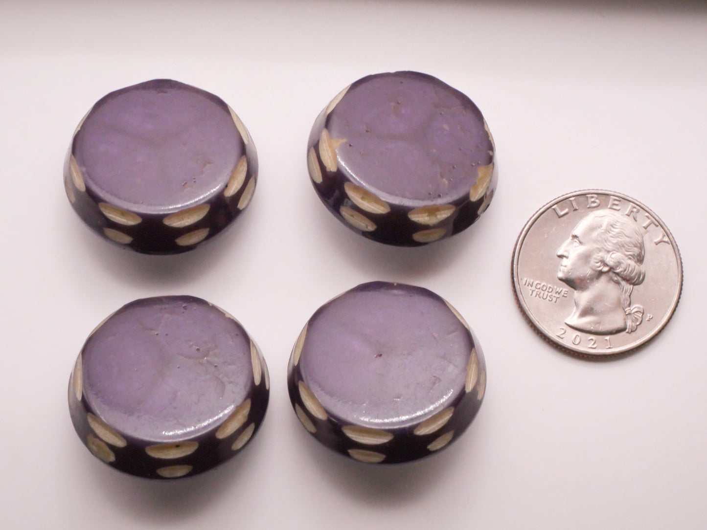 Purple Carved Casein Vintage Button Various 27mm