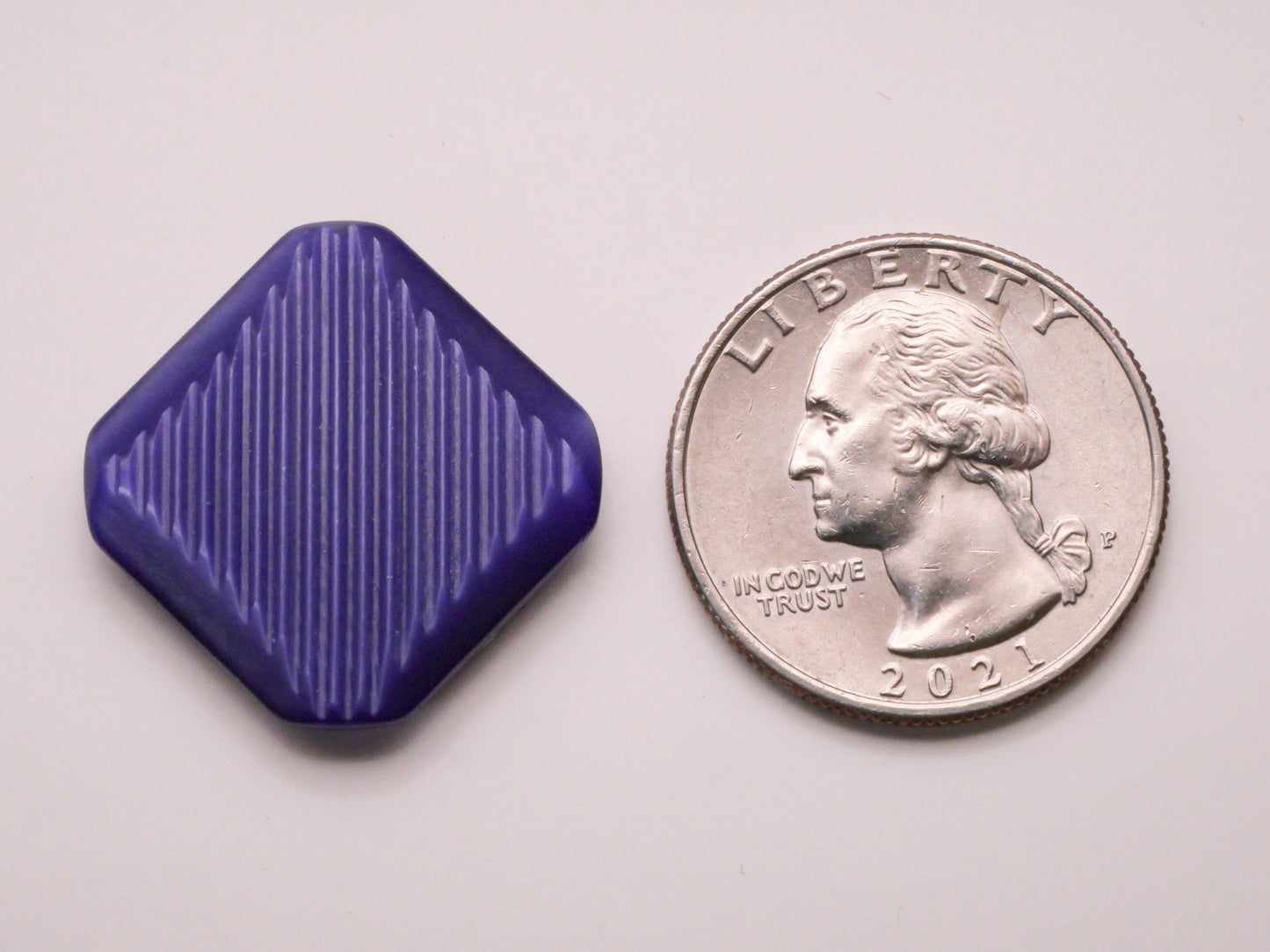 Purple Ridges Square Diamond Plastic Button 21mm