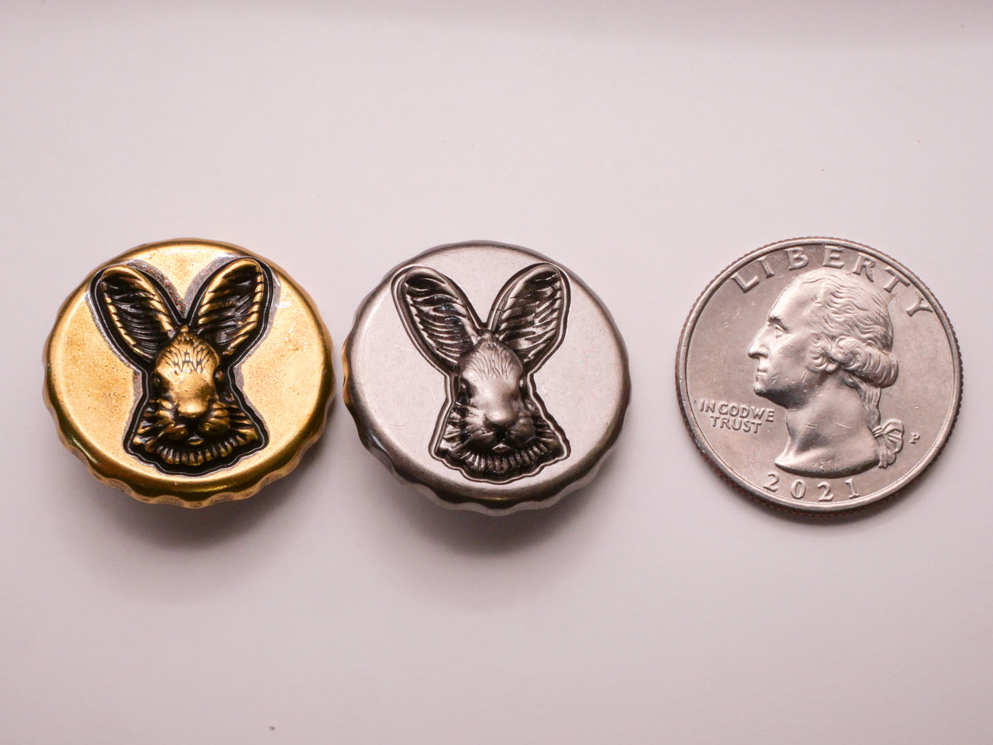 Bunny Rabbit Face Bottle Cap Metal Button Various 25mm