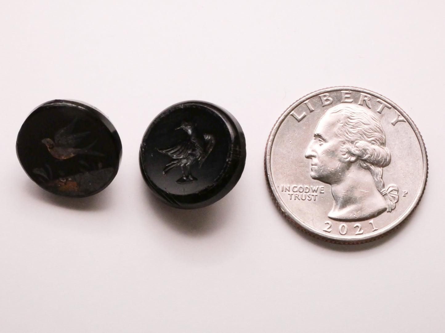 Clover Triad Vintage Glass Pair of Buttons 9-11mm