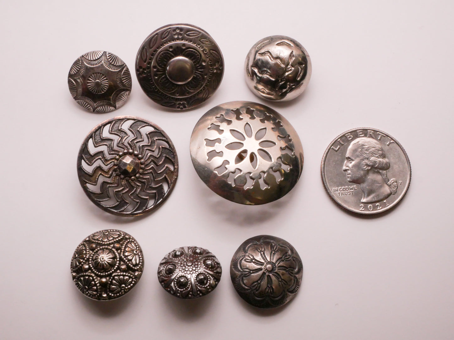 Southwest Tribal Concho Vintage Metal Button Various 17-31mm