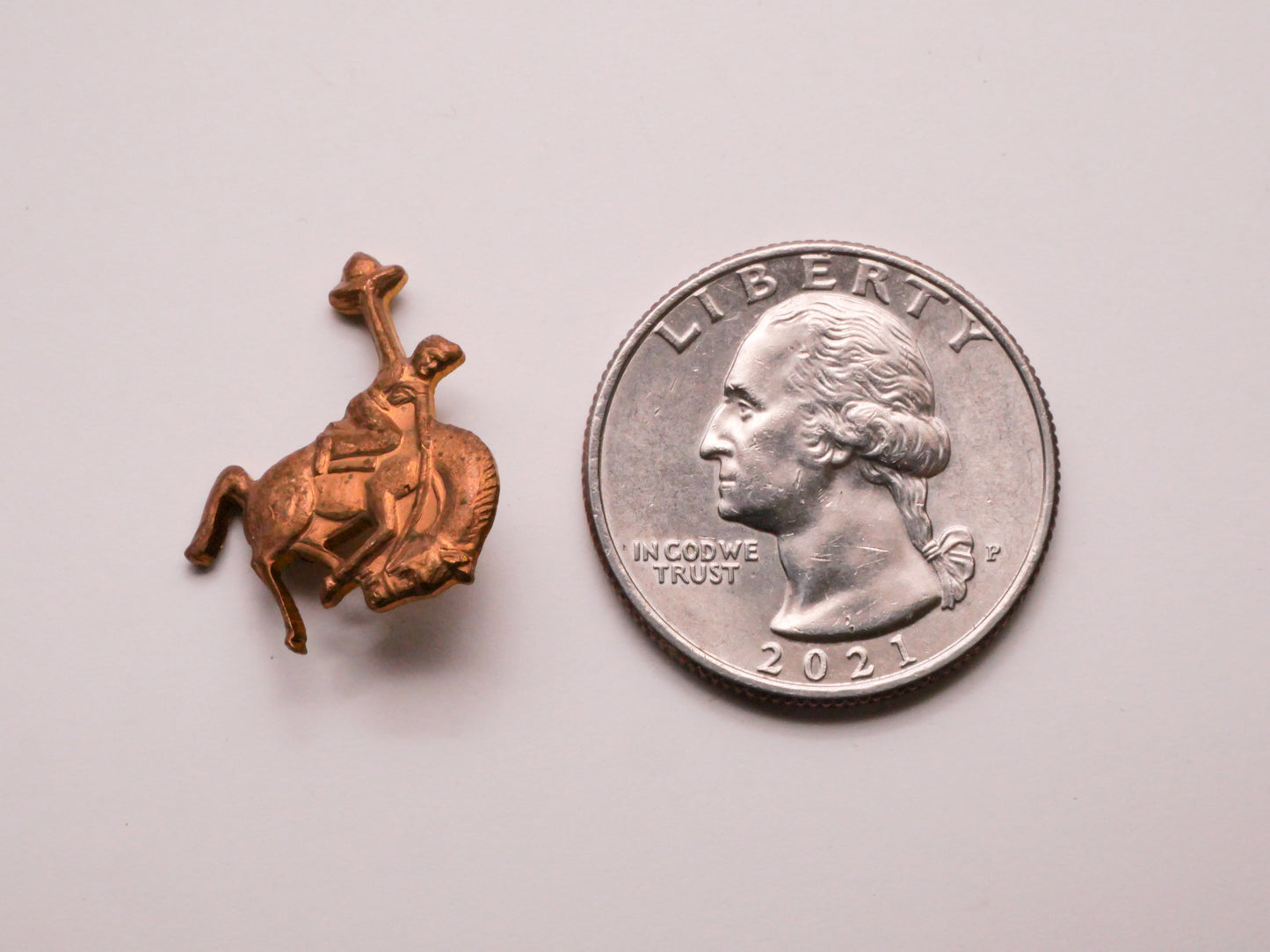 Rodeo Horse Rider Bucking Bronco Brass Metal Button 16x20mm