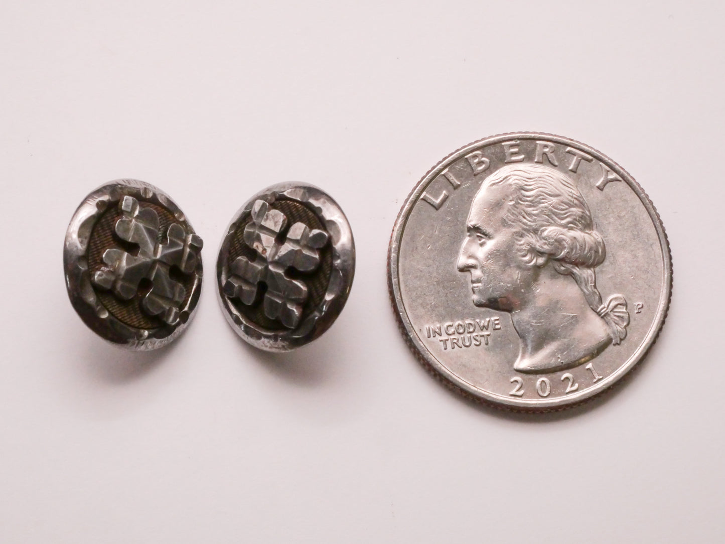Cross Steel-Cut Metal Button Various 14mm